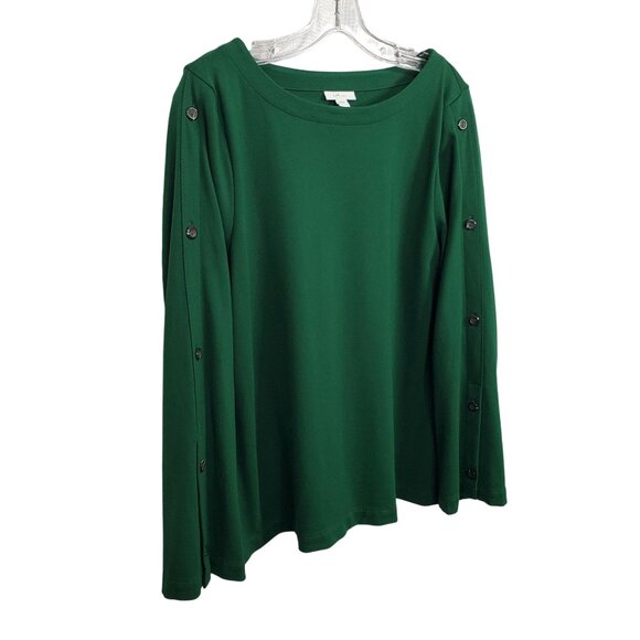 J. Jill Tops - J Jill Size L Top Ponte Knit Button Accent Sleeves Long Sleeve Pullover Blouse